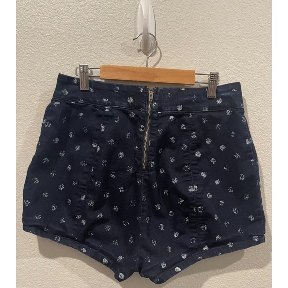 KIMCHI BLUE Navy Blue White Polka Dots Zipper Back Shorts - Picture 5 of 5